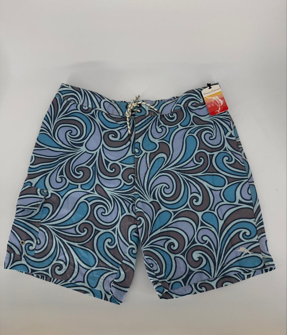 Tommy Bahama Relax Mens XL Blue Swirl Board Shorts Swim Trunks NWT